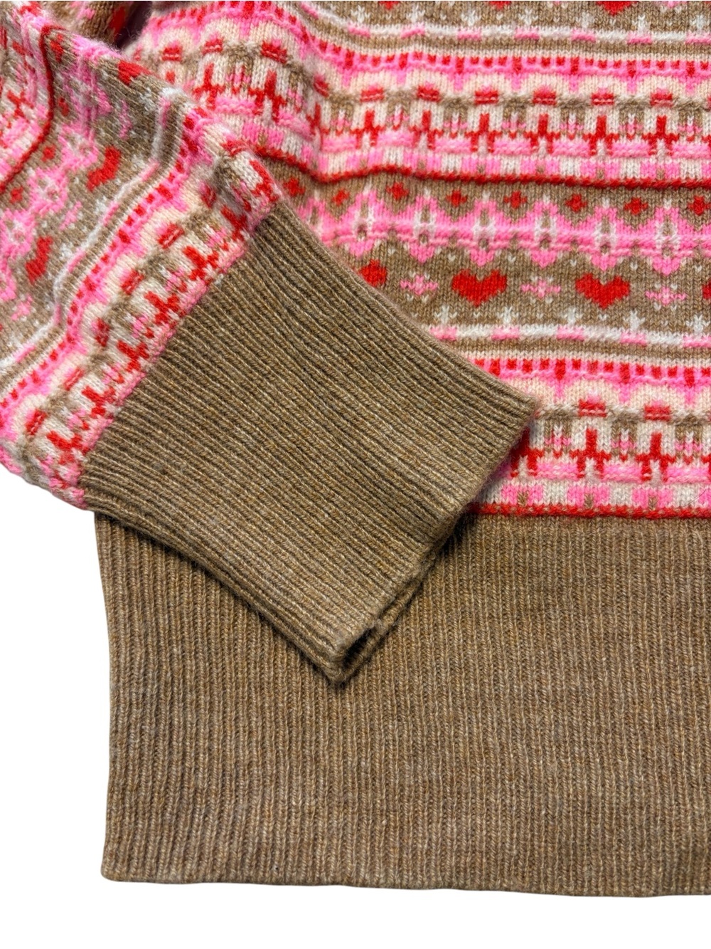 J. Crew Shrunken Fair Isle Crewneck Sweater M Hearts Teacher Valentine's Day - Picture 3 of 8